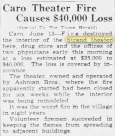 Strand Theatre - June 13 1939 Fire